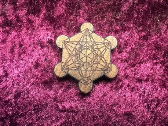 Metatrons Cube Pin in Royal Caribbean Chechen Wood Laser Cut Pin
