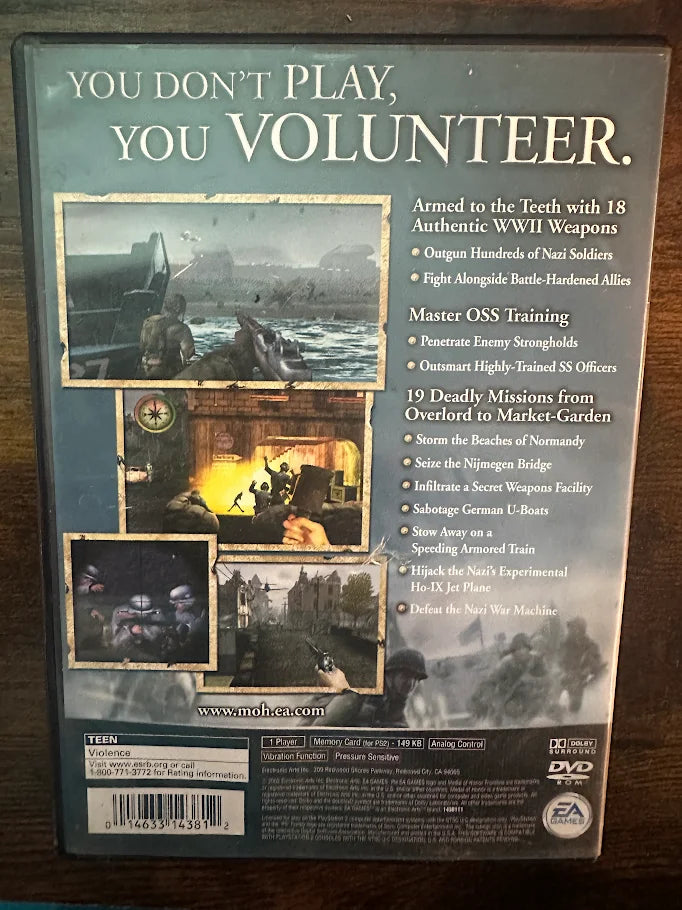 Medal of Honor Frontline PlayStation 2 (Untested Game)