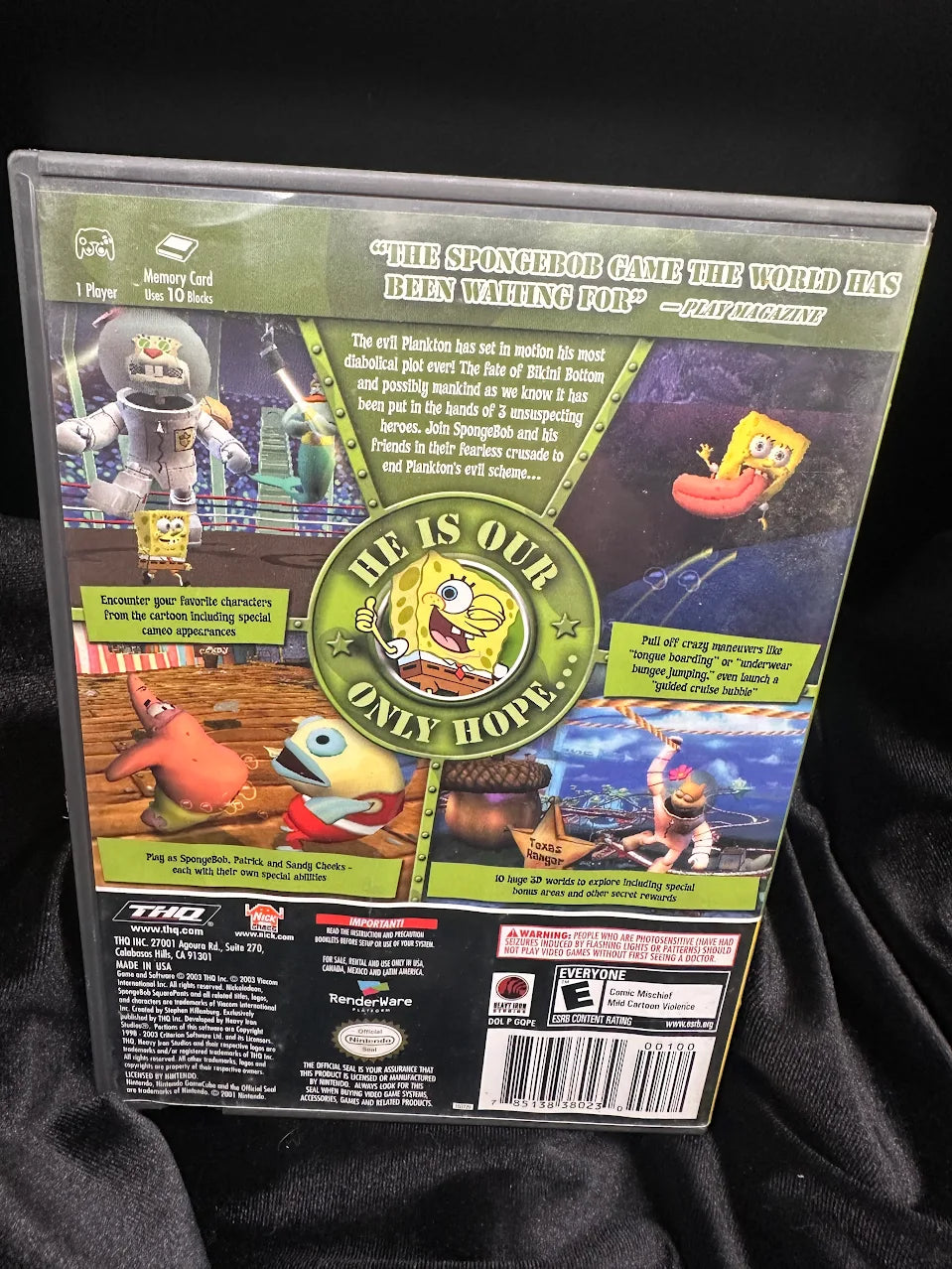 SpongeBob SquarePants Battle for Bikini Bottom Nintendo GameCube Player's Choice Case and Disc